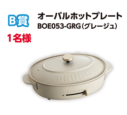 B賞 オーバルホットプレート BOE053-GRG(グレージュ)